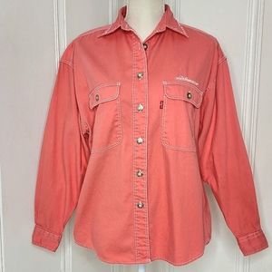 Vintage Levi's Red Tab Melon Denim Shirt Womens Size M Decorative Stitching